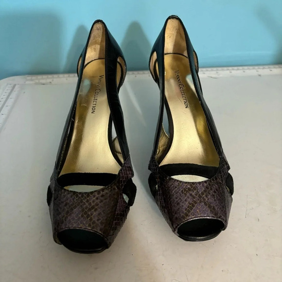 BNWOB Vianni collection women’s purple & black animal print stiletto heels 7 - Picture 2 of 13